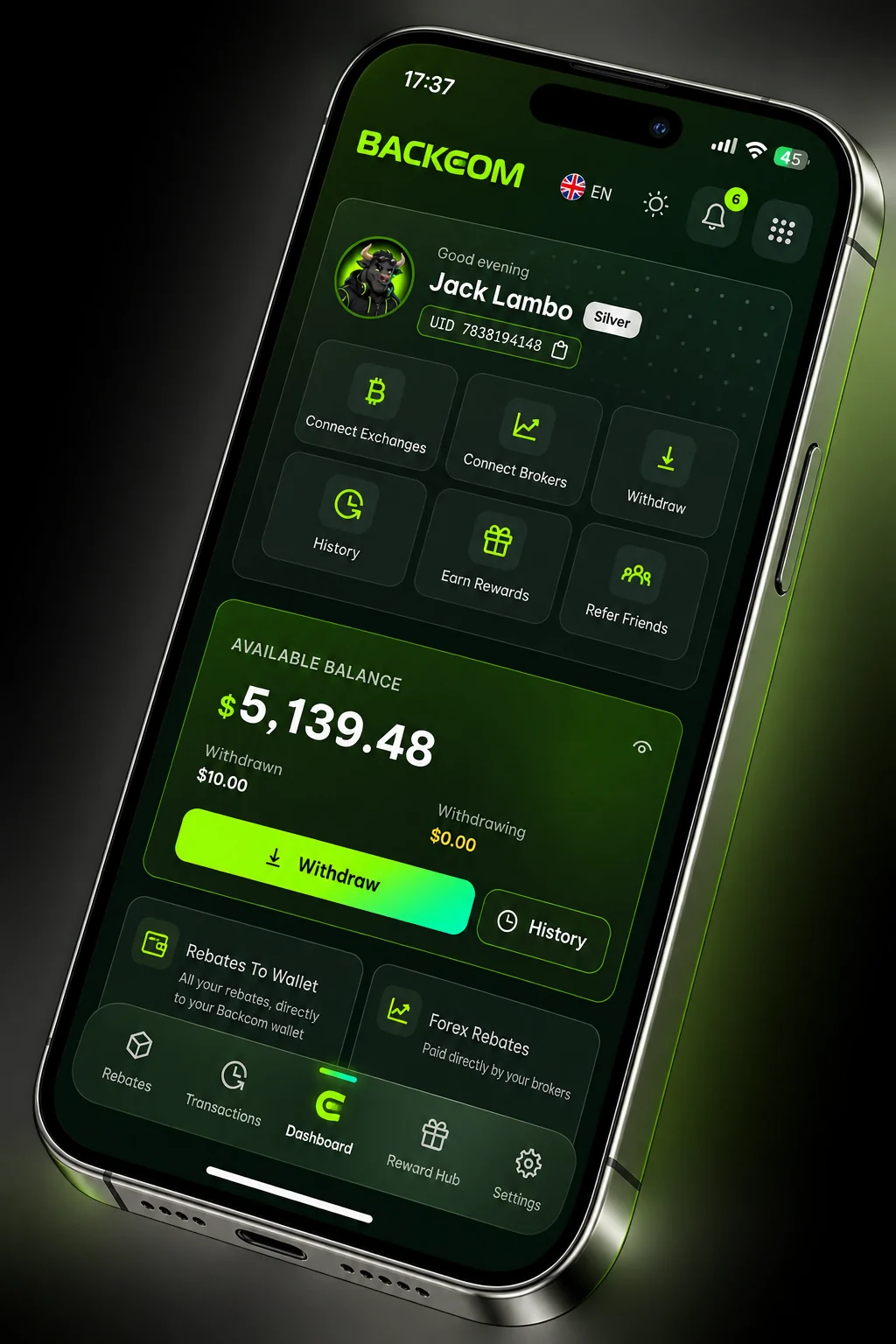 Backcom App On A Phone: Balance, Rebates To Wallet And Withdrawals